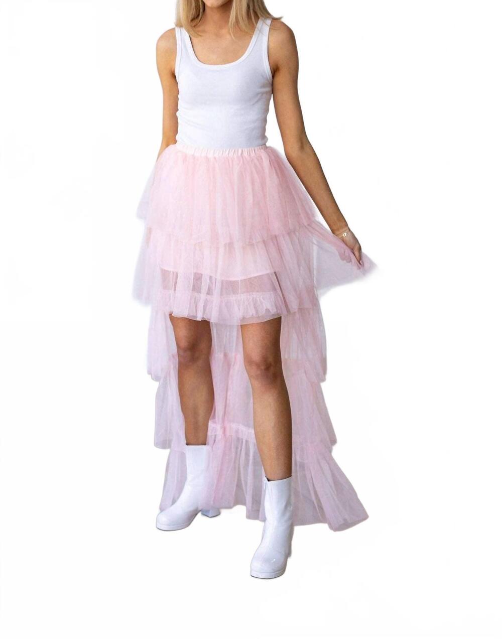 NEW GRACE + EMMA bride to be tulle ruffled maxi skirt in pink